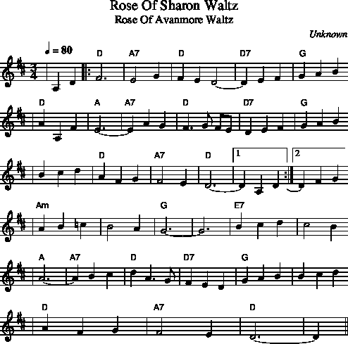 Rose Of Sharon Waltz
Rose Of Avanmore Waltz on FolkTuneFinder /